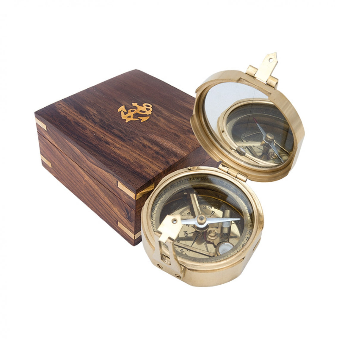 Bussola in ottone con specchio