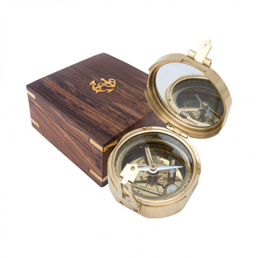 Bussola in ottone con specchio