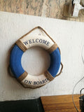 Salvagente Bianco e Blu  con Scritta  Welcome on  Board