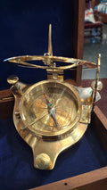 Orologio solare  Meridiana in ottone"Traveller" con bussola con scatola legno